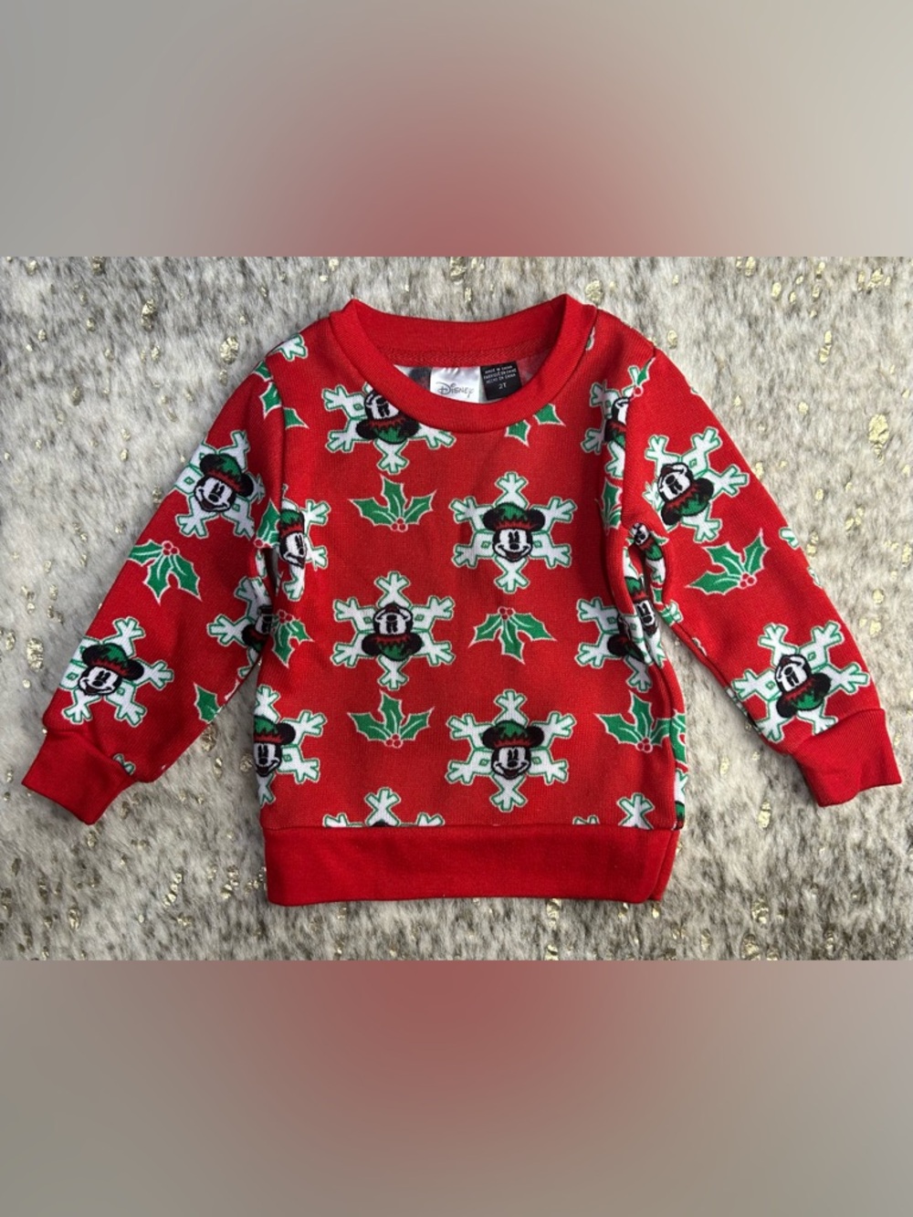 5 for $25🔥Disney Mickie Mouse Red‎ Holiday Knit Sweatshirt 2T